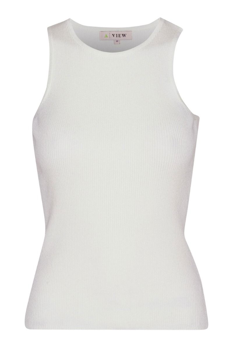 A-View - Top - Rib Knit Tank Top - White