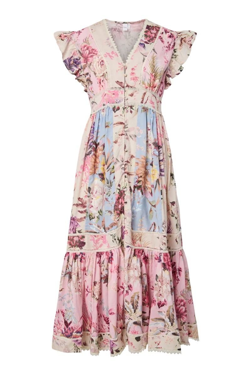 Y.A.S - Kjole - Messa CS Long Dress - Pristine W. Ballerina/Skyway (Levering midt maj)