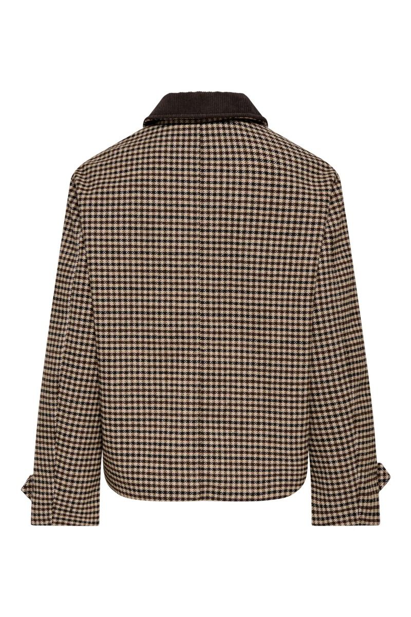 JDY - Jakke - Valerie Check Jacket - Iced Coffee Black And Chocolate Torte (Levering midt august)