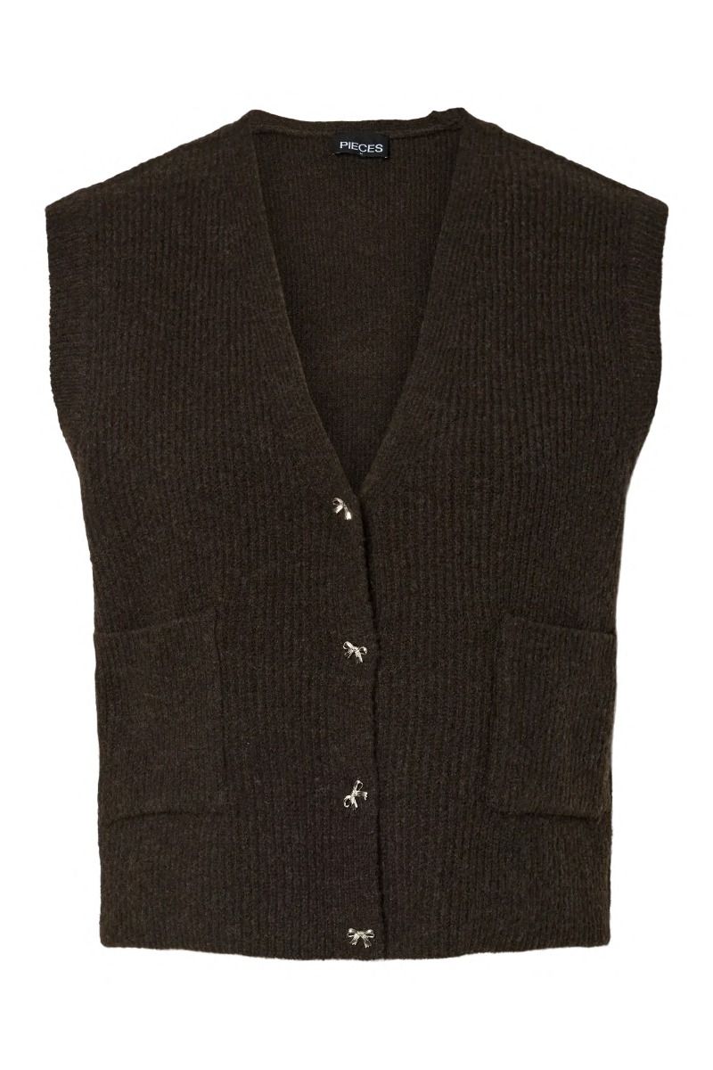 Pieces - Vest - Silly SL V-Neck Knit Vest - Delicioso