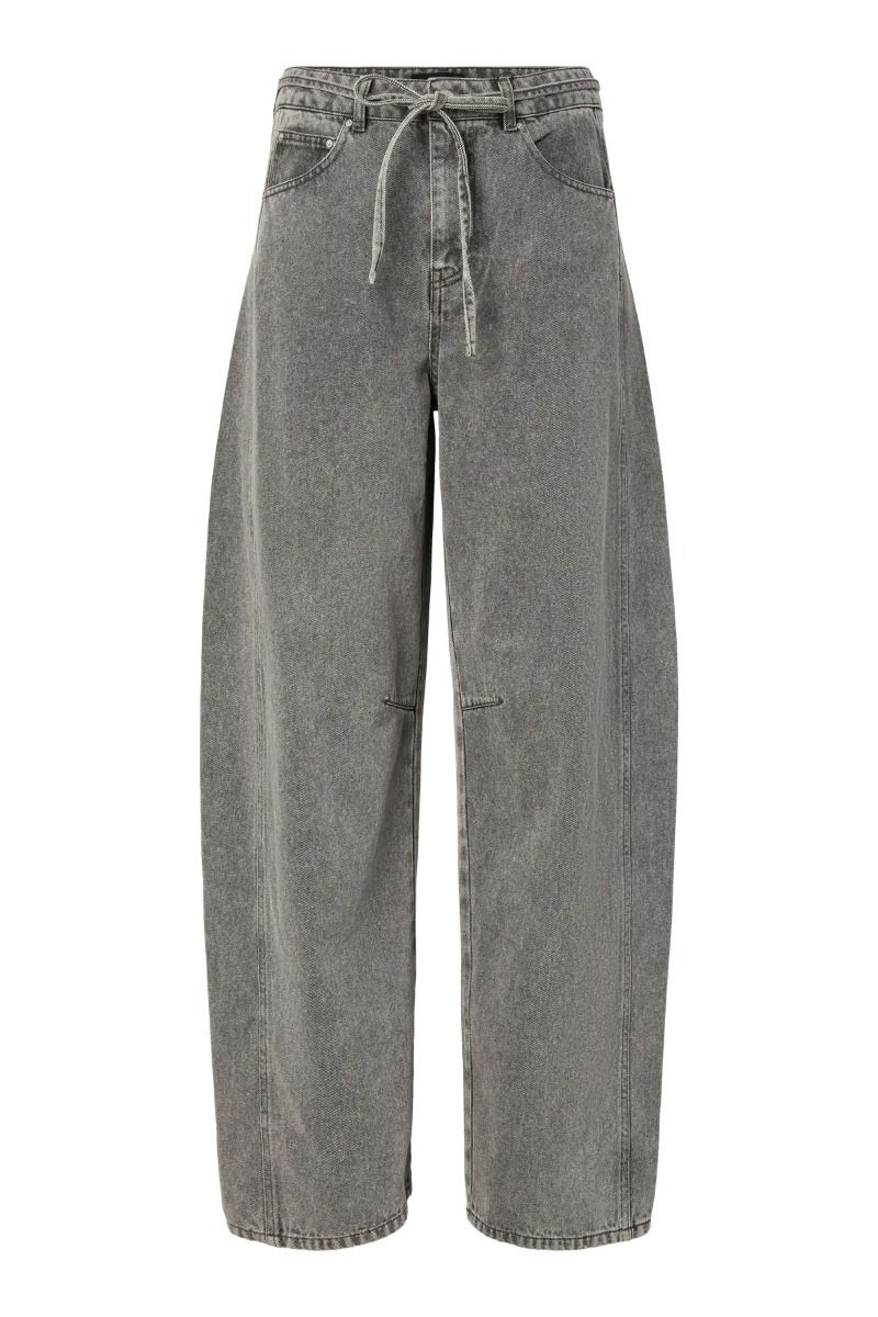Pieces - Jeans - Fenna MW Tie Barrel Jeans - Grey Denim