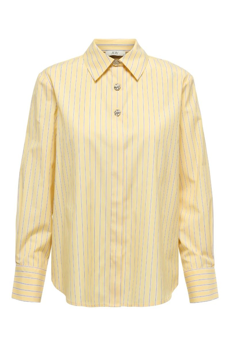 JDY - Soho L/S Loose Striped Shirt - Double Cream WHITE & BLACK