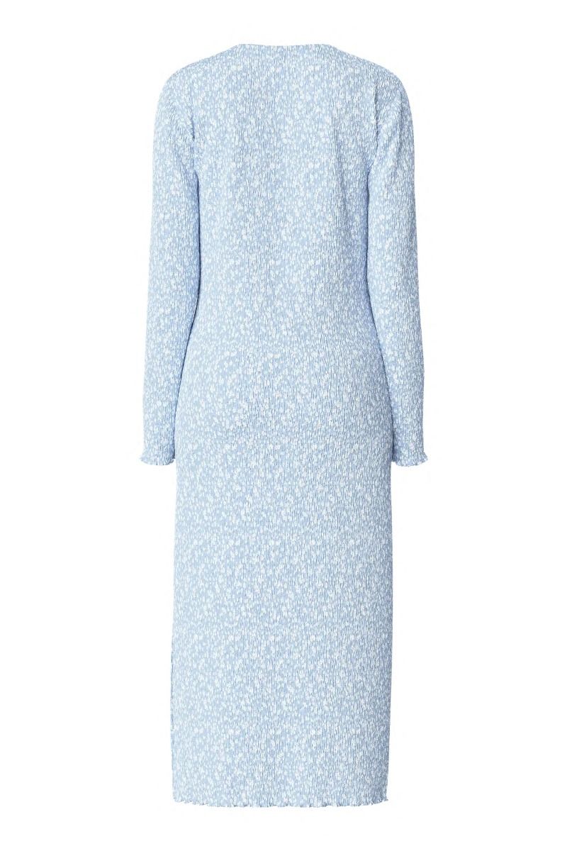 Pieces - Kjole - Flora LS Midi Dress - Cashmere Blue/Flower