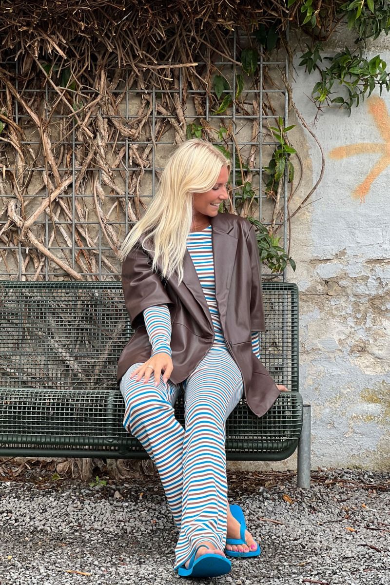 Basic Apparel - Bukser - Ludmilla Wide Pants - Hawaiian Surf/Birch/Emperador