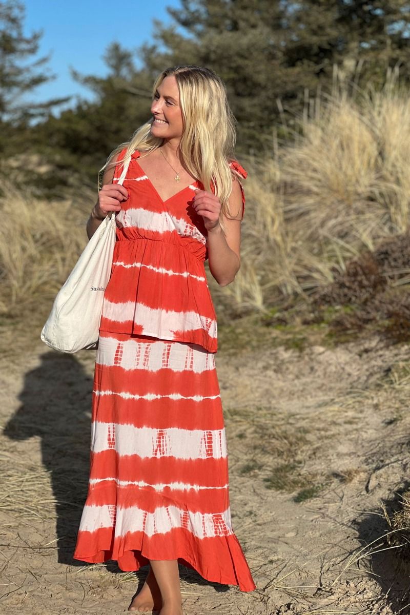 Basic Apparel - Nederdel - Orchid Skirt - Tie Dye Dusted Clay/Pink Chalk