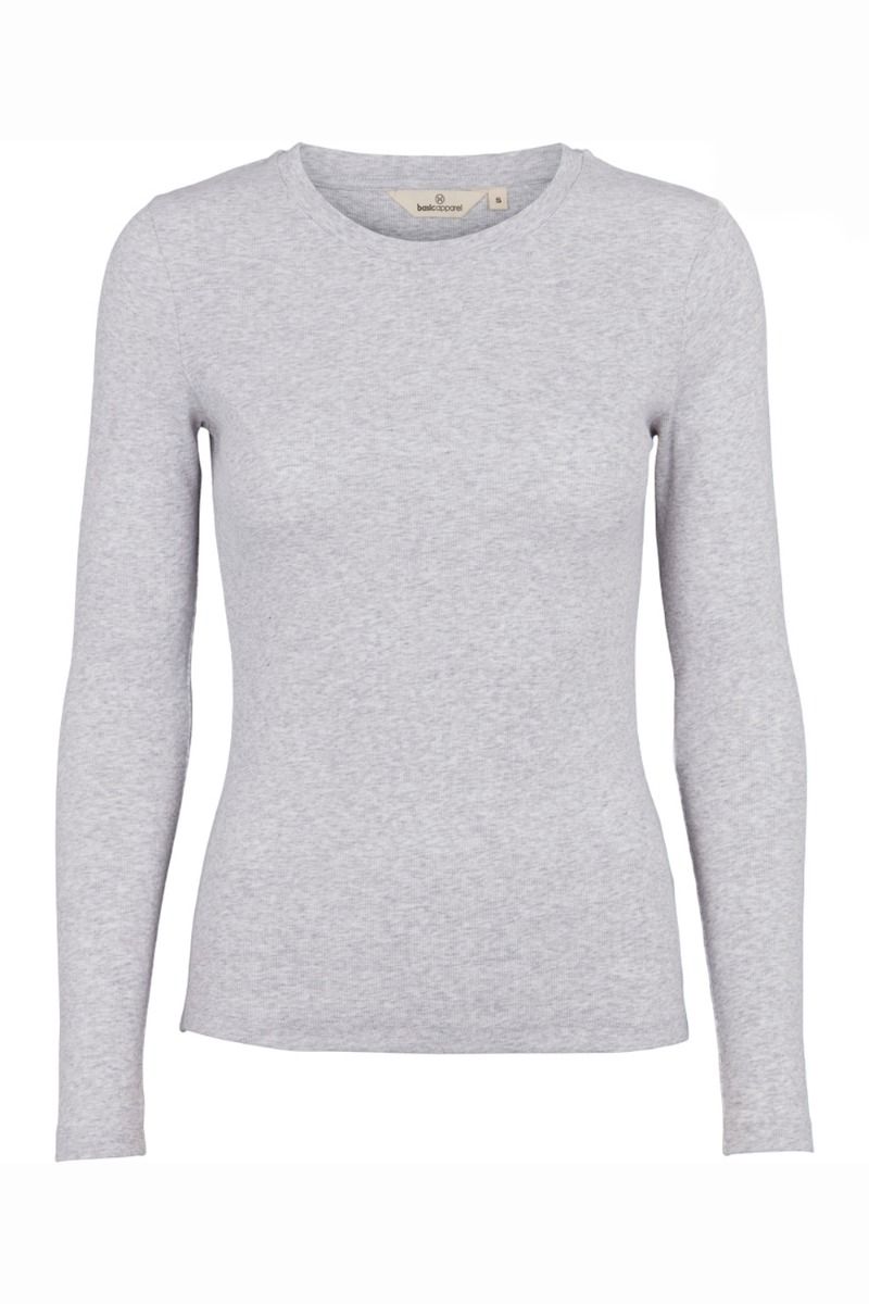 Basic Apparel - Bluse - Ludmilla LS Tee - Light Grey Mel.