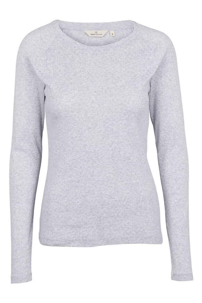 Basic Apparel - Bluse - Arense LS Tee - Light Grey Mel