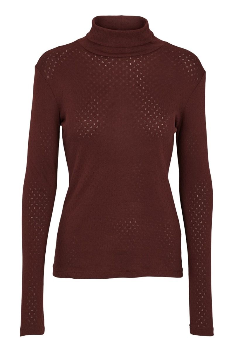 Basic Apparel - Bluse - Arense Roll Neck Organic - Bitter Chocolate