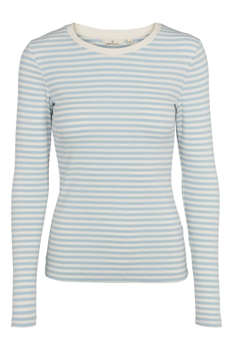 Basic Apparel - Bluse - Ludmilla LS Tee - Cashmere Blue/Whisper White