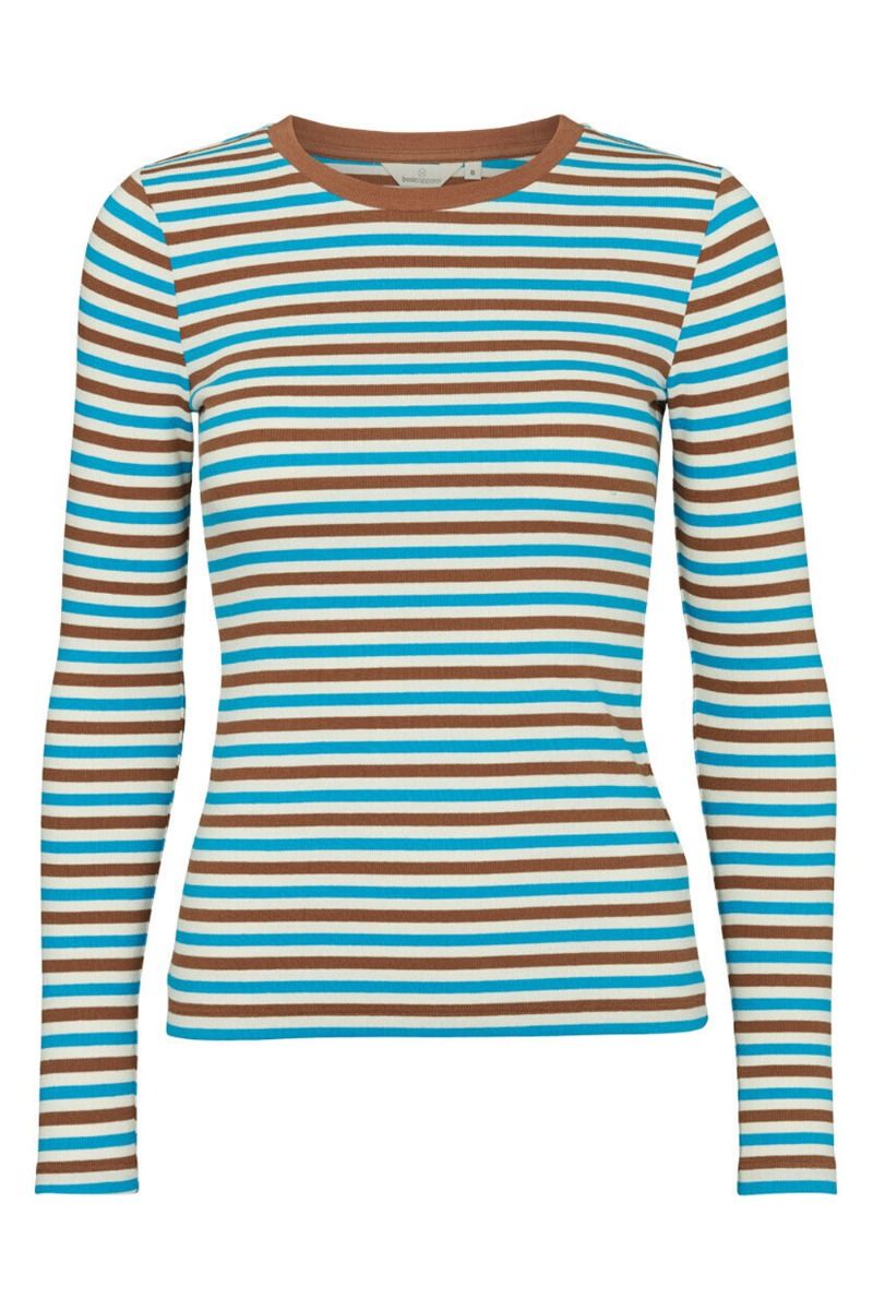 Basic Apparel - Bluse - Ludmilla LS Tee - Hawaiian Surf/Birch/Emperador