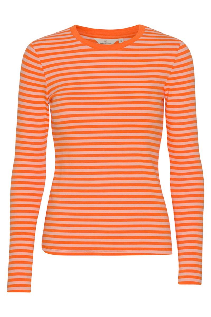 Basic Apparel - Bluse - Ludmilla LS Tee - Mandarin Orange/Salmon