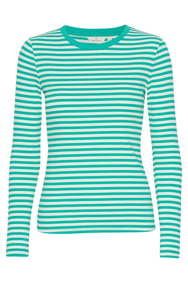 Basic Apparel - Bluse - Ludmilla LS Tee - Ocean Floor/Subtle Green