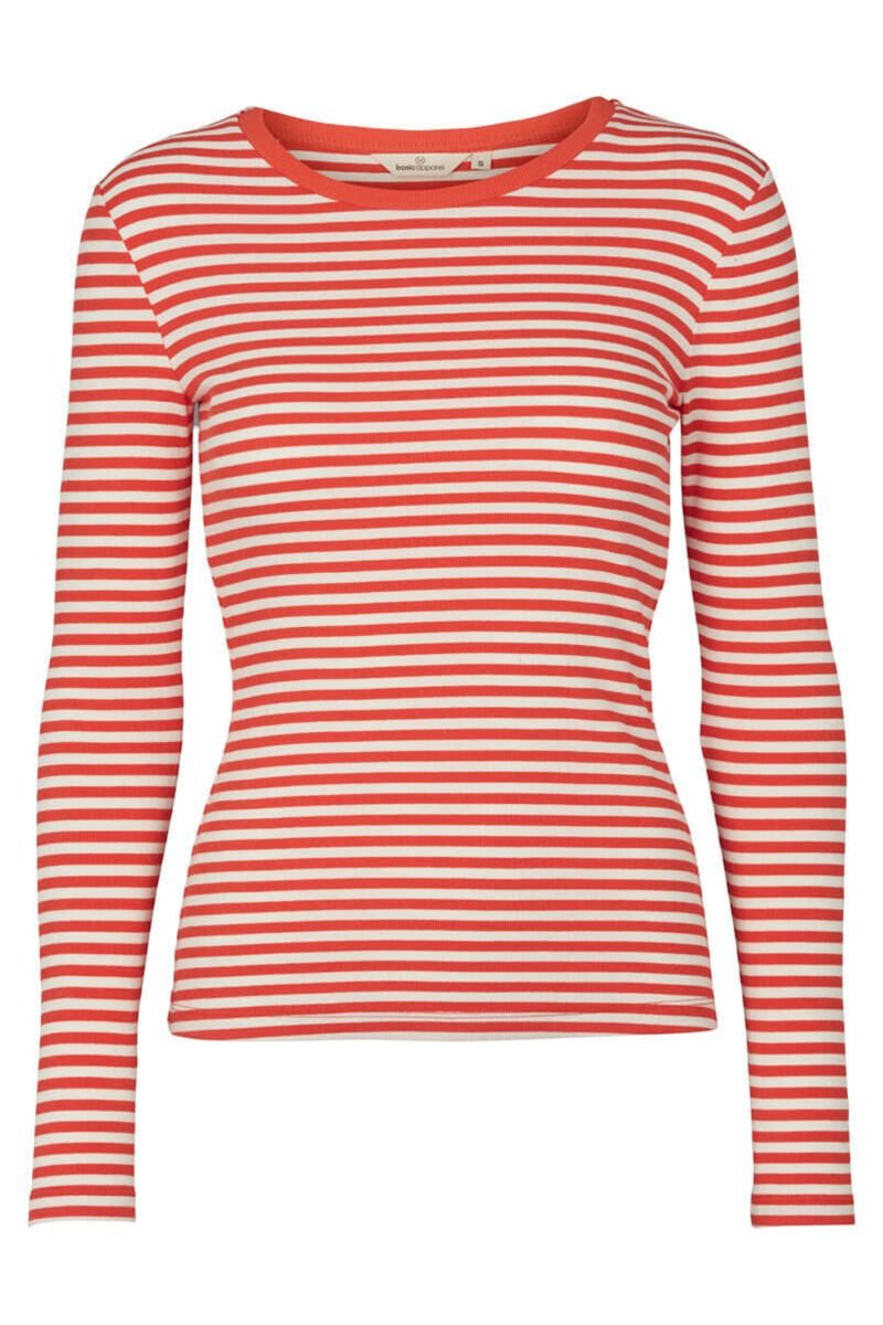 Basic Apparel - Bluse - Ludmilla LS Tee - Spicy Orange/Whisper White