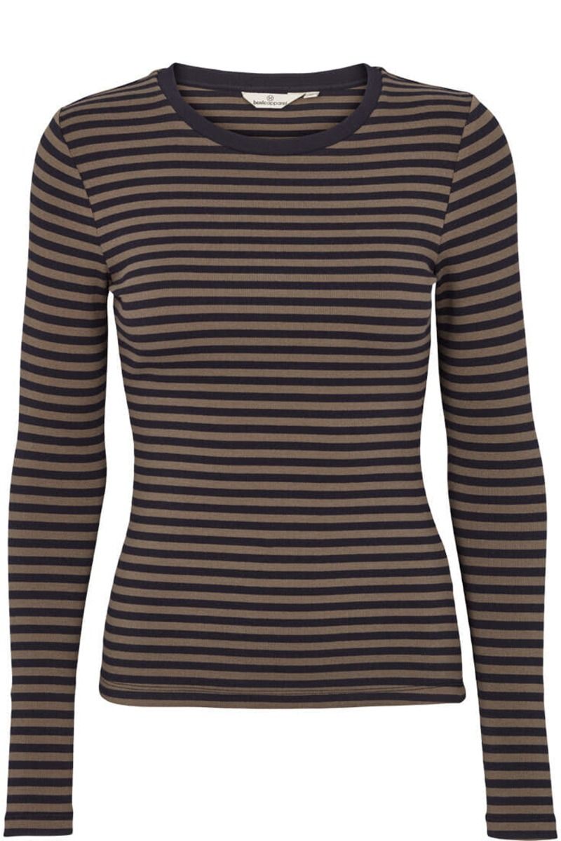 Basic Apparel - Bluse - Ludmilla LS Tee - Tarmac/Black