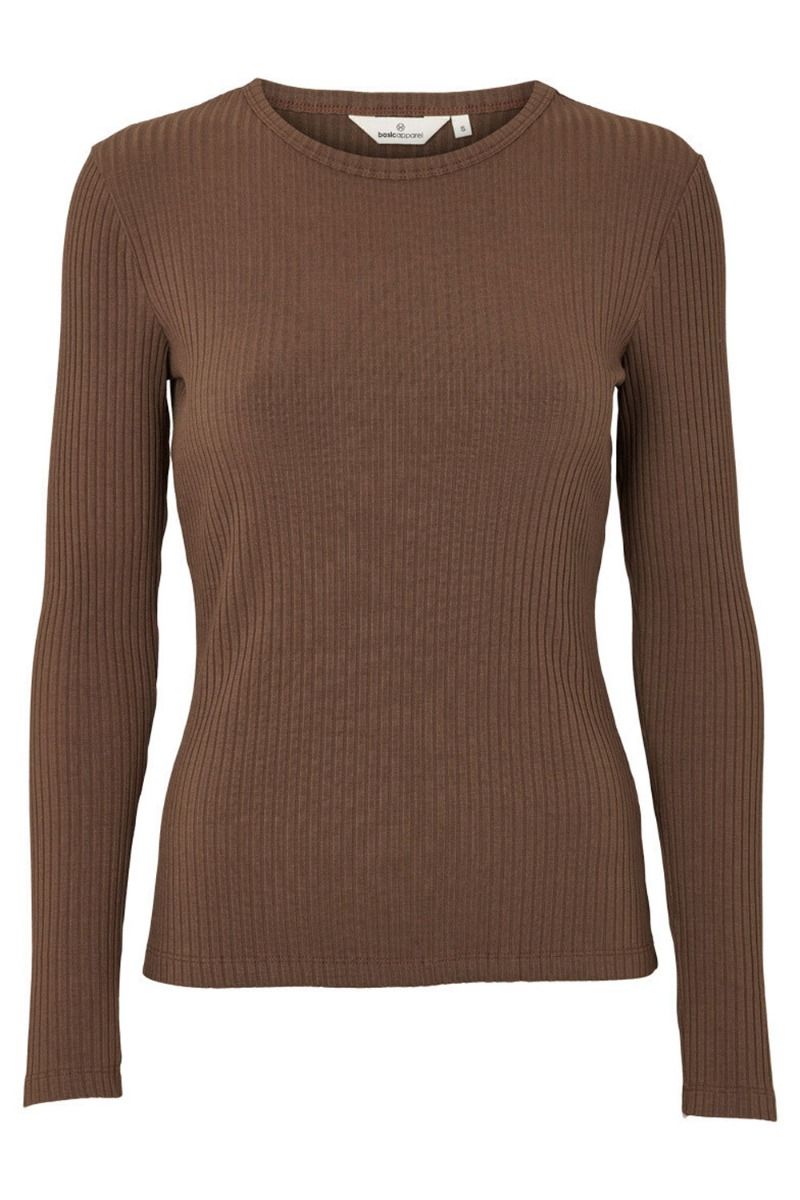 Basic Apparel - Bluse - Rhoda LS Tee - Slate Army Brown
