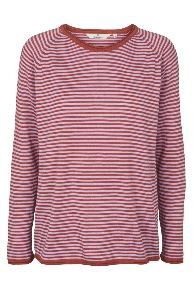 Basic Apparel - Bluse - T. Soya Sweater Narrow Stripe - Redwood Burl/Lavendula