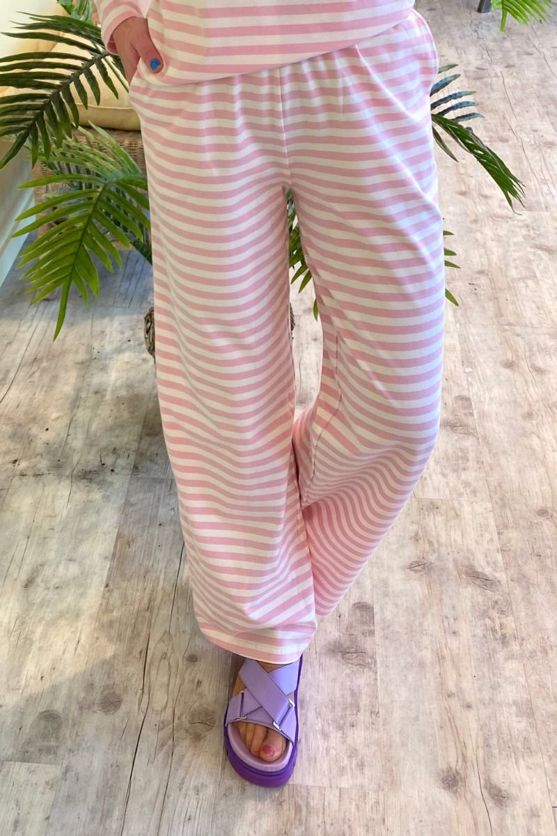 Basic Apparel - bukser - Elba Loose Pants - Pink Nectar/Whisper White