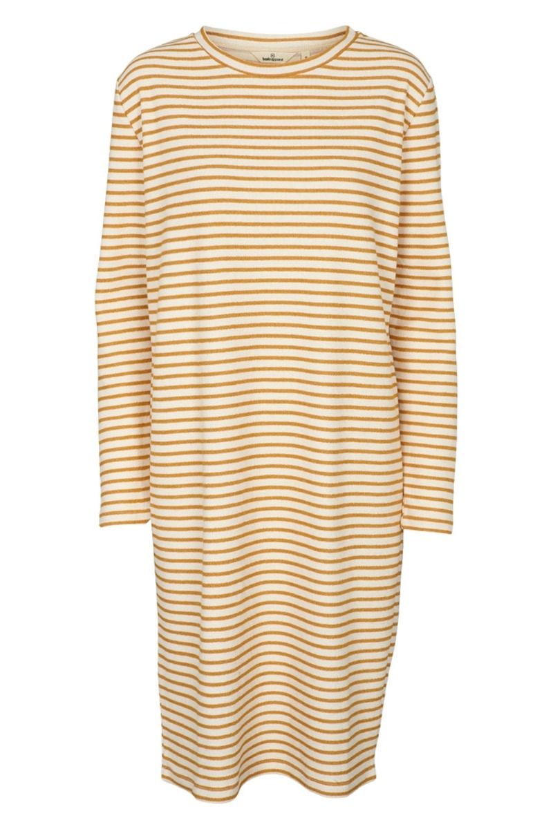 Basic Apparel - Kjole - Vendela LS Dress - Inca Gold/Off white
