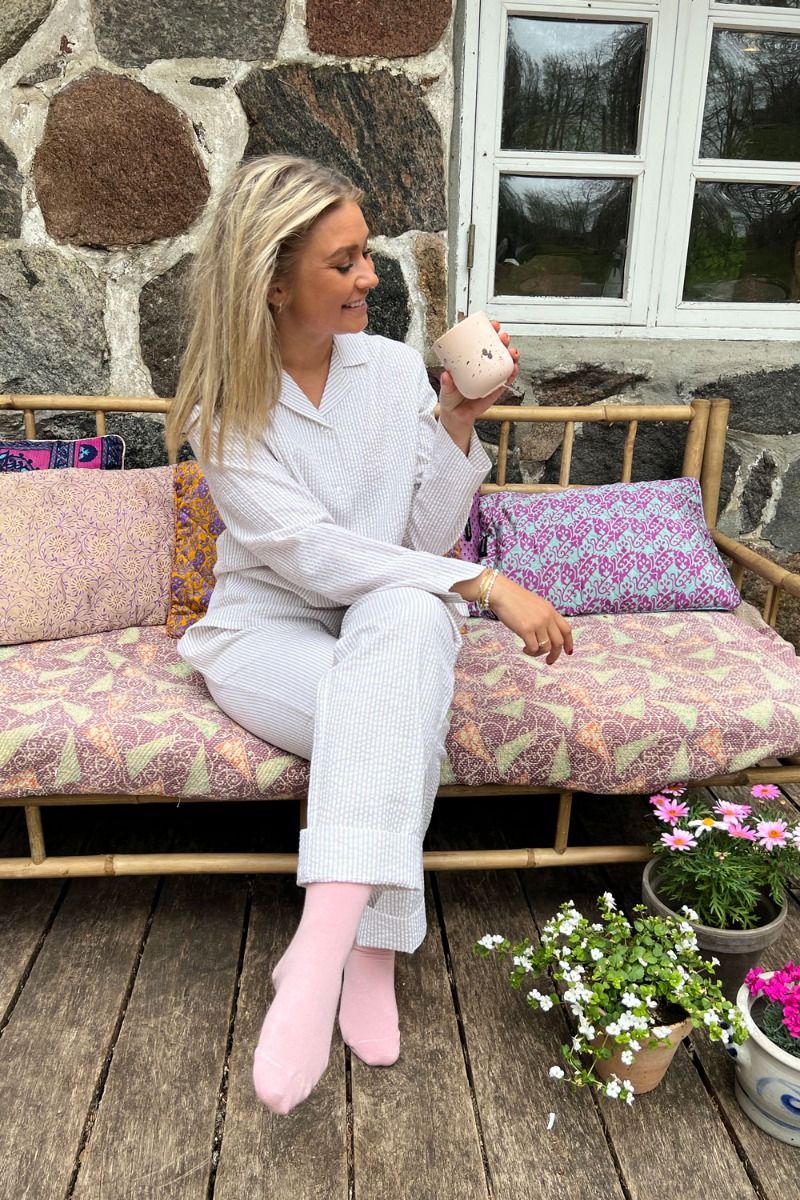 Basic Apparel - Nattøj - Juna PJ Pants - Feather Grey/Whisper White