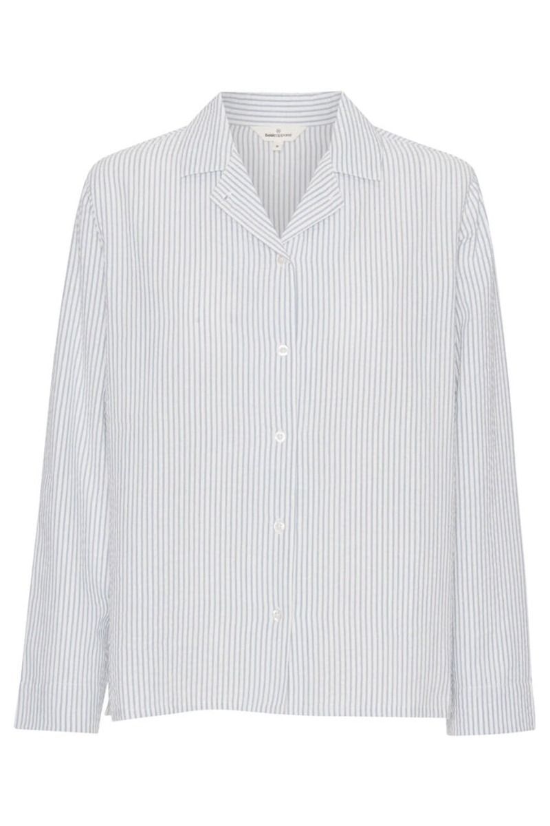 Basic Apparel - Nattøj - Juna PJ Shirt - Ashley Blue/Whisper White