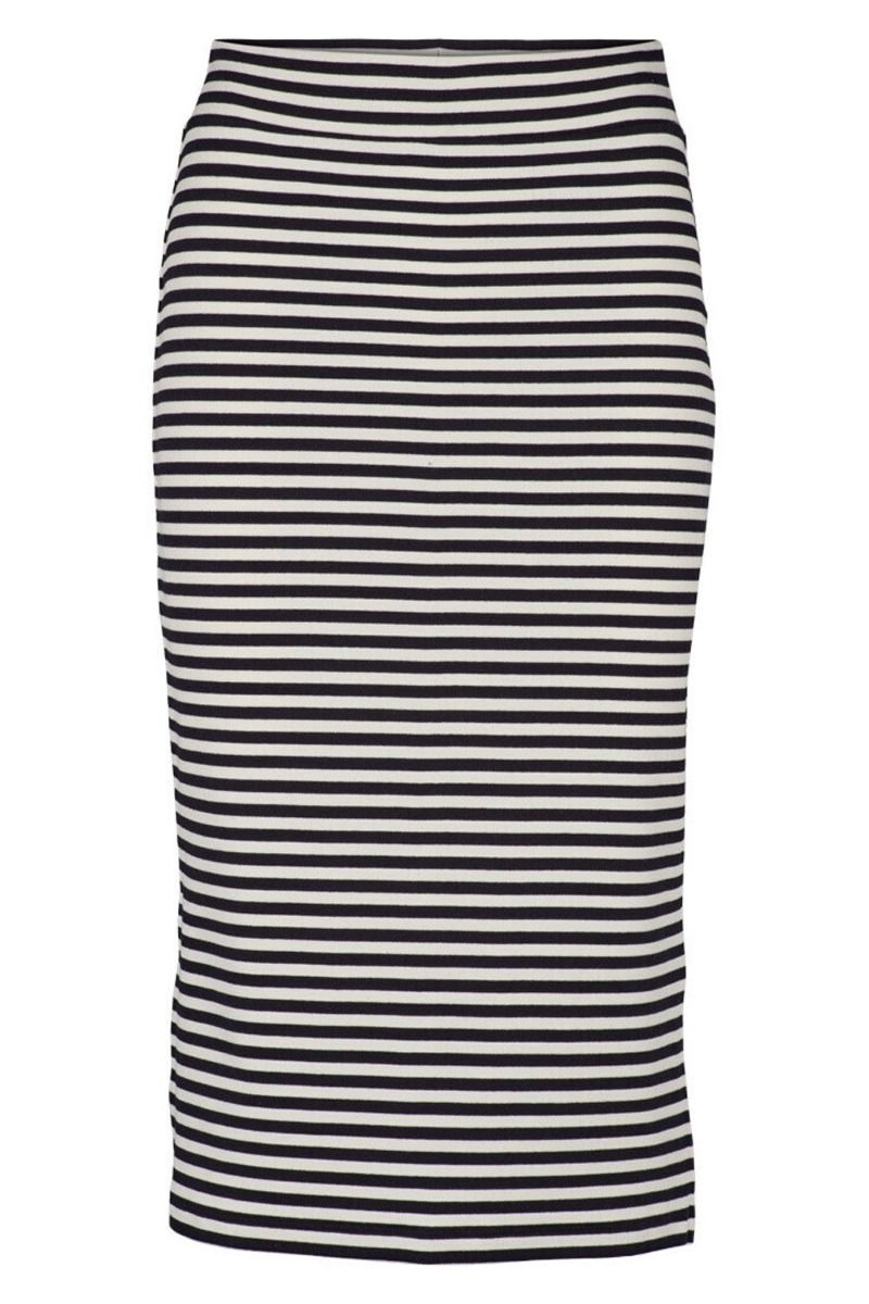 Basic Apparel - Nederdel - Ludmilla Long Skirt - Whisper White/Black