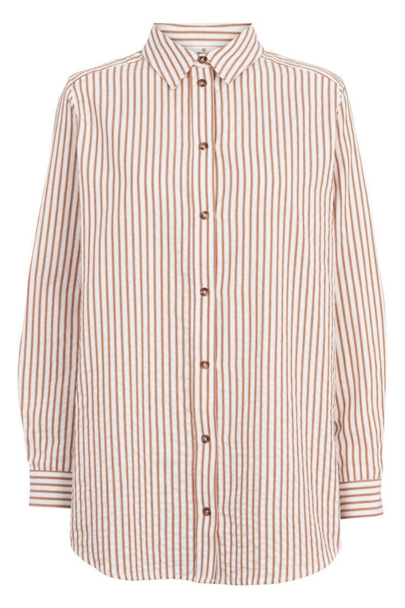 Basic Apparel - Skjorte - Anisse Shirt - Leather Brown/Bright White