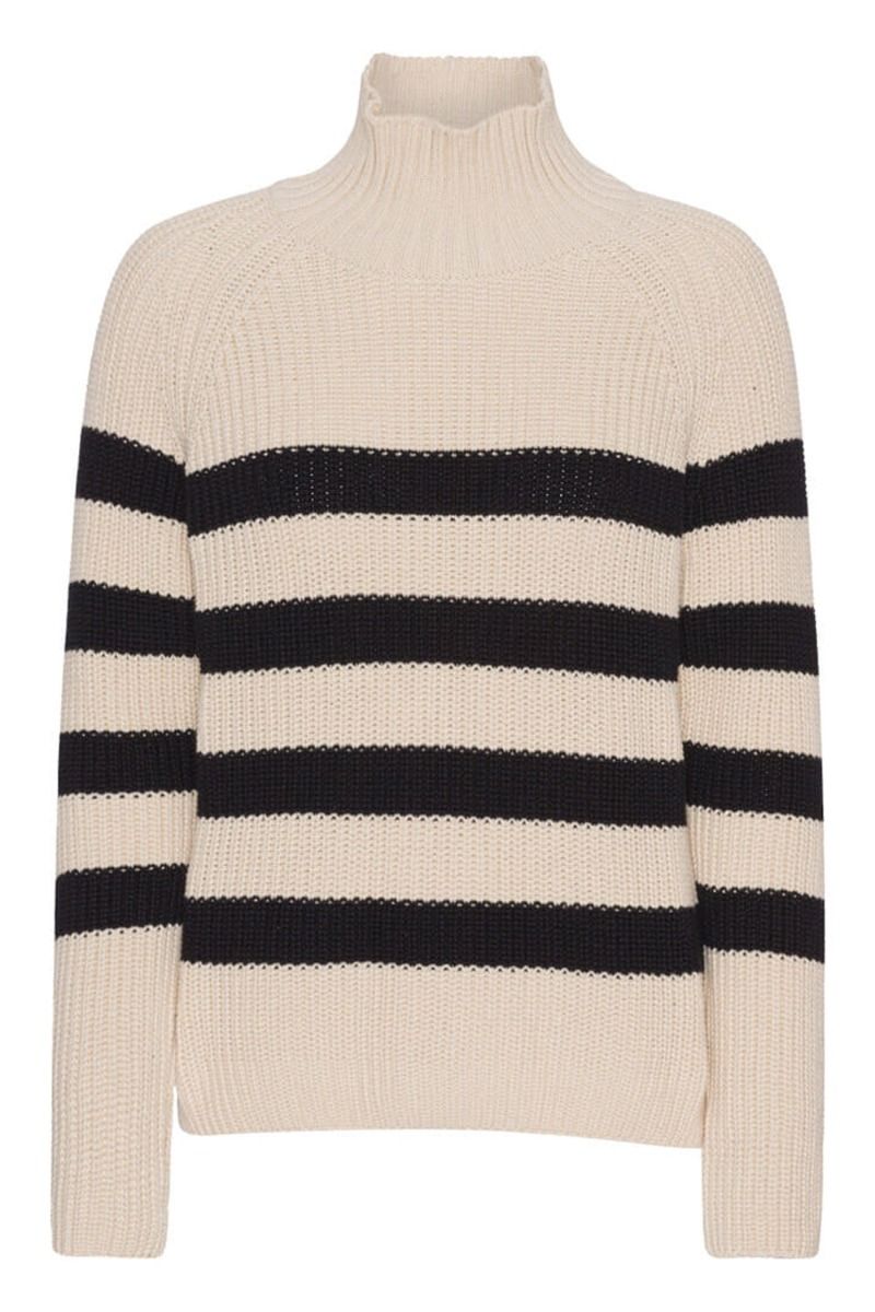 Basic Apparel - Strik - Sweety High Neck Striped - Birch/Black
