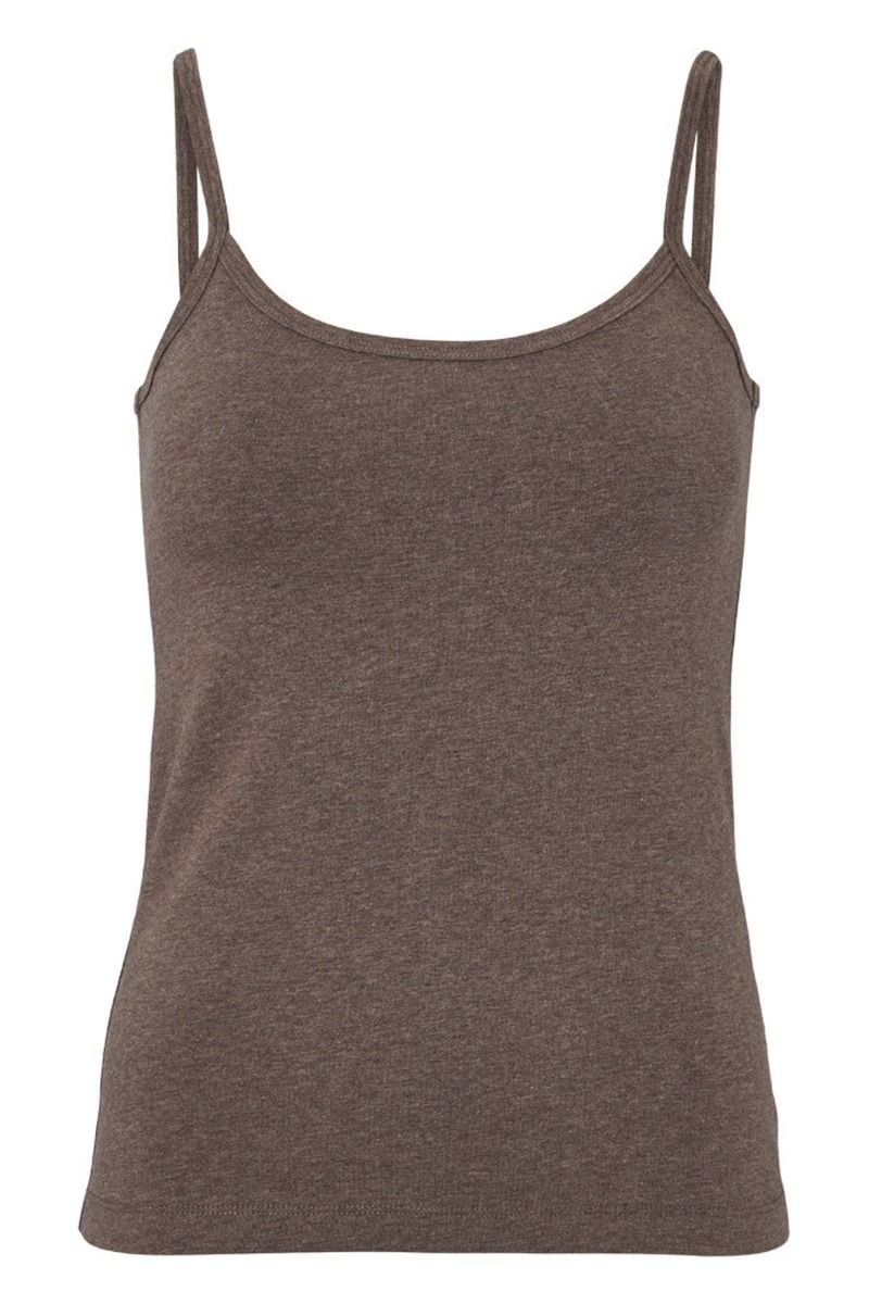 Basic Apparel - Top - Anni Strap Top - Brown Mel
