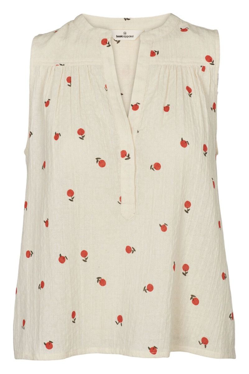 Basic Apparel - Top - Ember Blouse - Birch/Dusted Clay