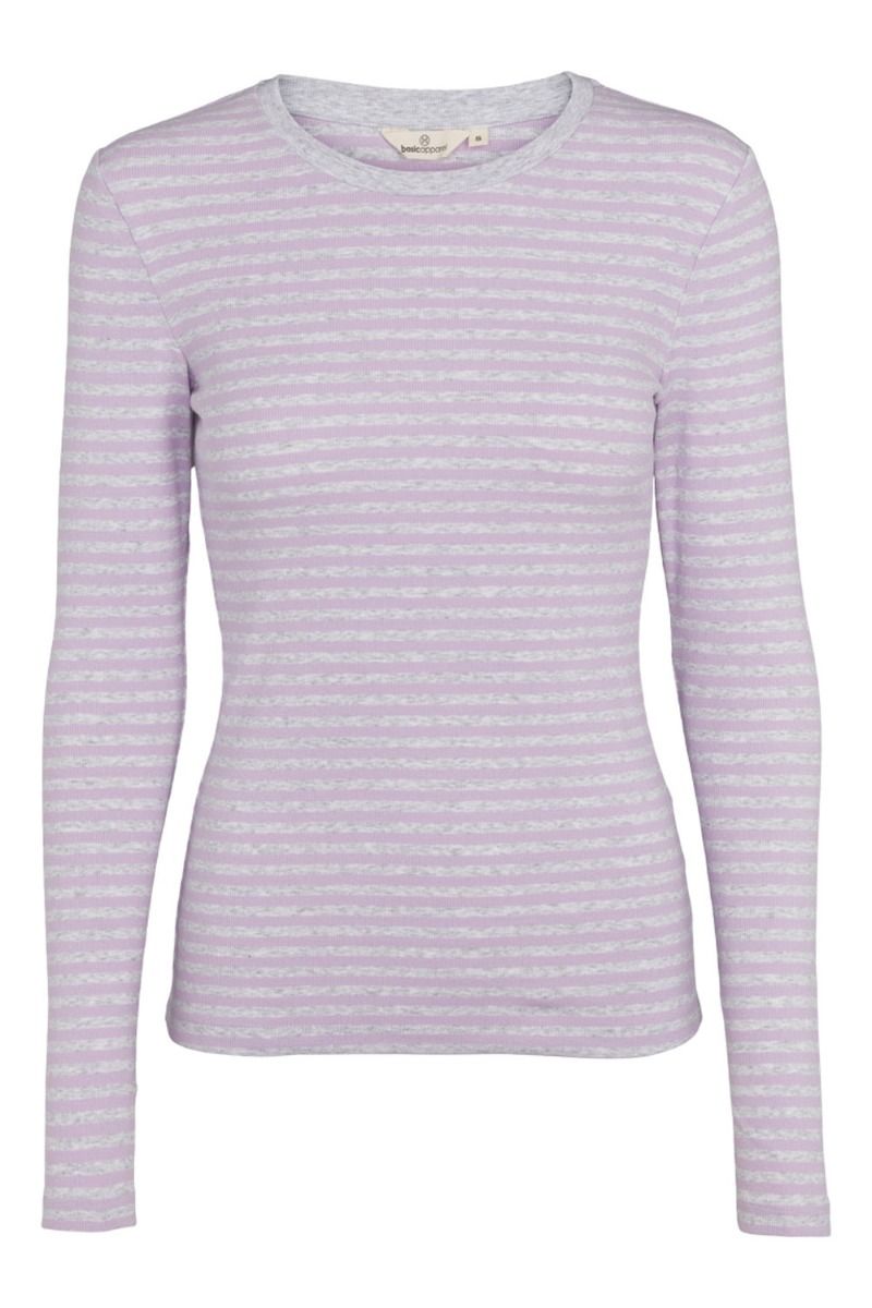 Basic Apparel - T-shirt - Ludmilla LS Tee - Lavendula/Light Grey