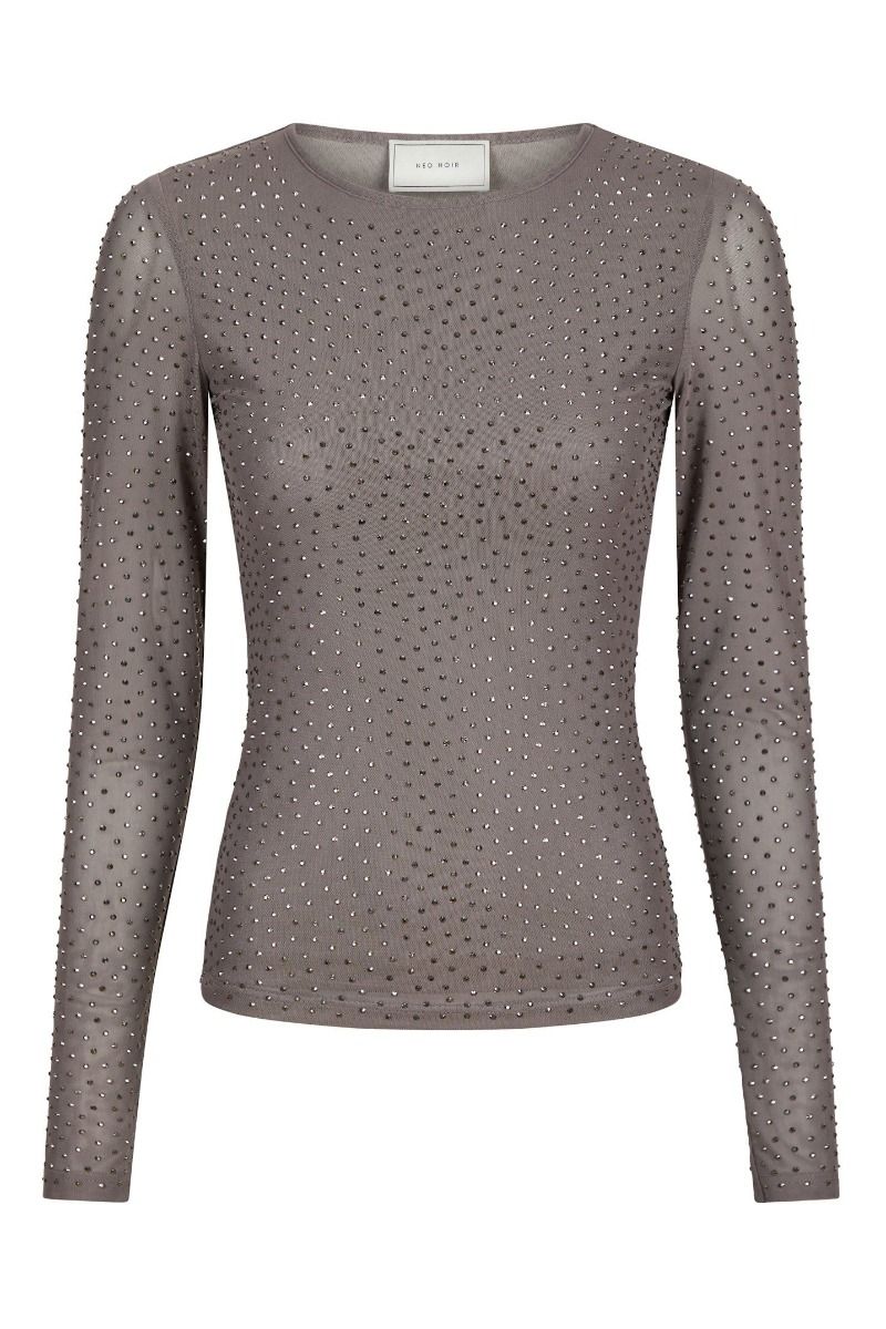 Neo Noir - Bluse - Basira Stone Mesh Blouse - Silver