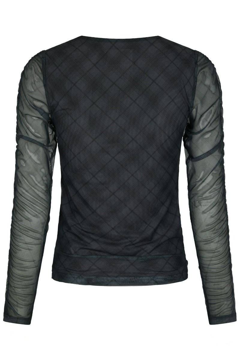 Neo Noir - Bluse - Bea Check Mesh Blouse - Dark Grey