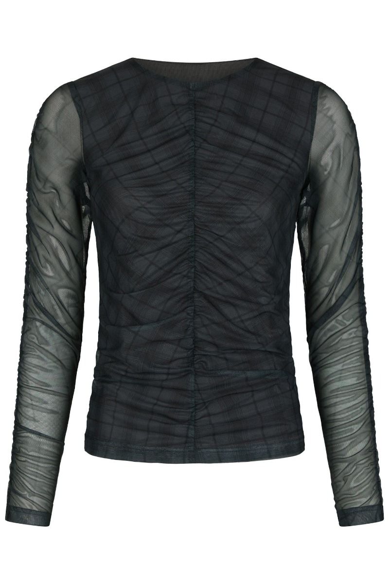 Neo Noir - Bluse - Bea Check Mesh Blouse - Dark Grey