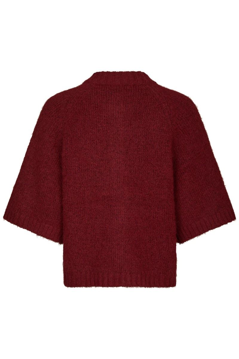 Neo Noir - Cardigan - Benuta Fluffy Knit Cardigan - Dark Red