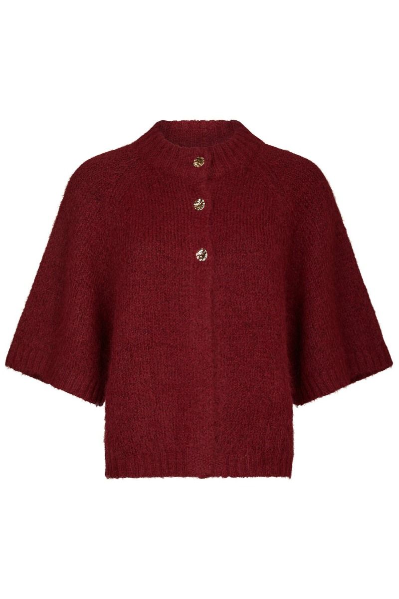 Neo Noir - Cardigan - Benuta Fluffy Knit Cardigan - Dark Red