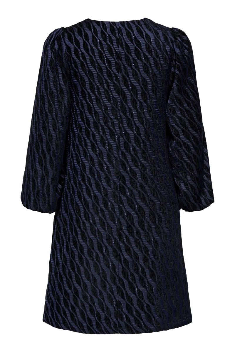 JDY - Kjole - Beth L/S Jaquard Dress - Black Medival Blue Jaquard