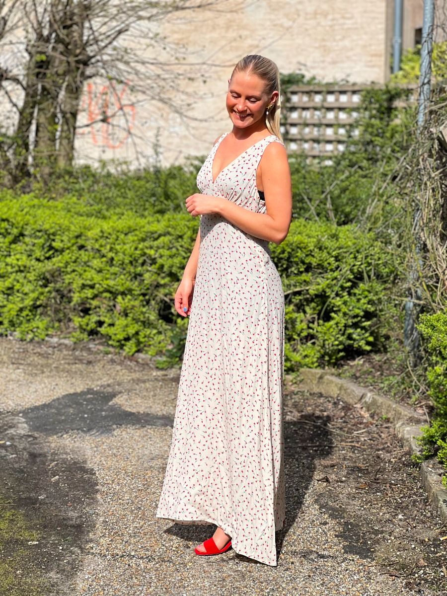 Noella - Kjole - Sicily Dress - Cream/Red Mini Flower