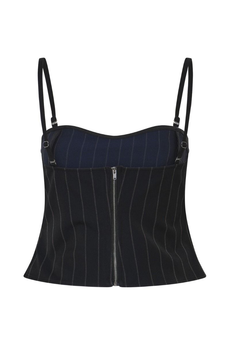 Bruuns Bazaar - Top - Women HydrangeaBBKorsas Top - Black Pinstripe 