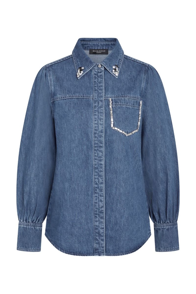 Bruuns Bazaar - Skjorte - Women CanaBBBess Shirt - Dark Blue Denim