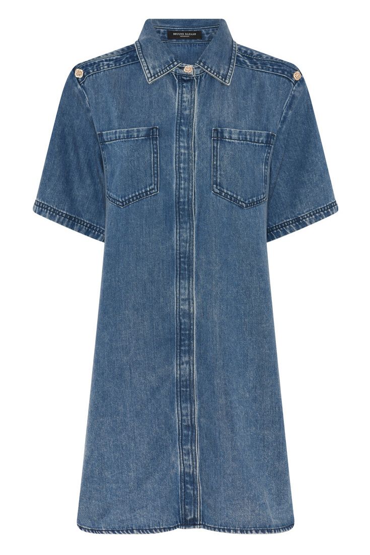 Bruuns Bazaar - Kjole - Women PlatyBBZigata Dress - Blue Denim