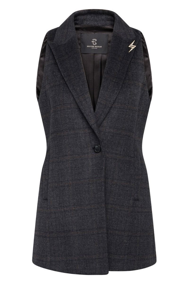 Bruuns Bazaar - Vest - Echium Lianna Waistcoat - Grey Check