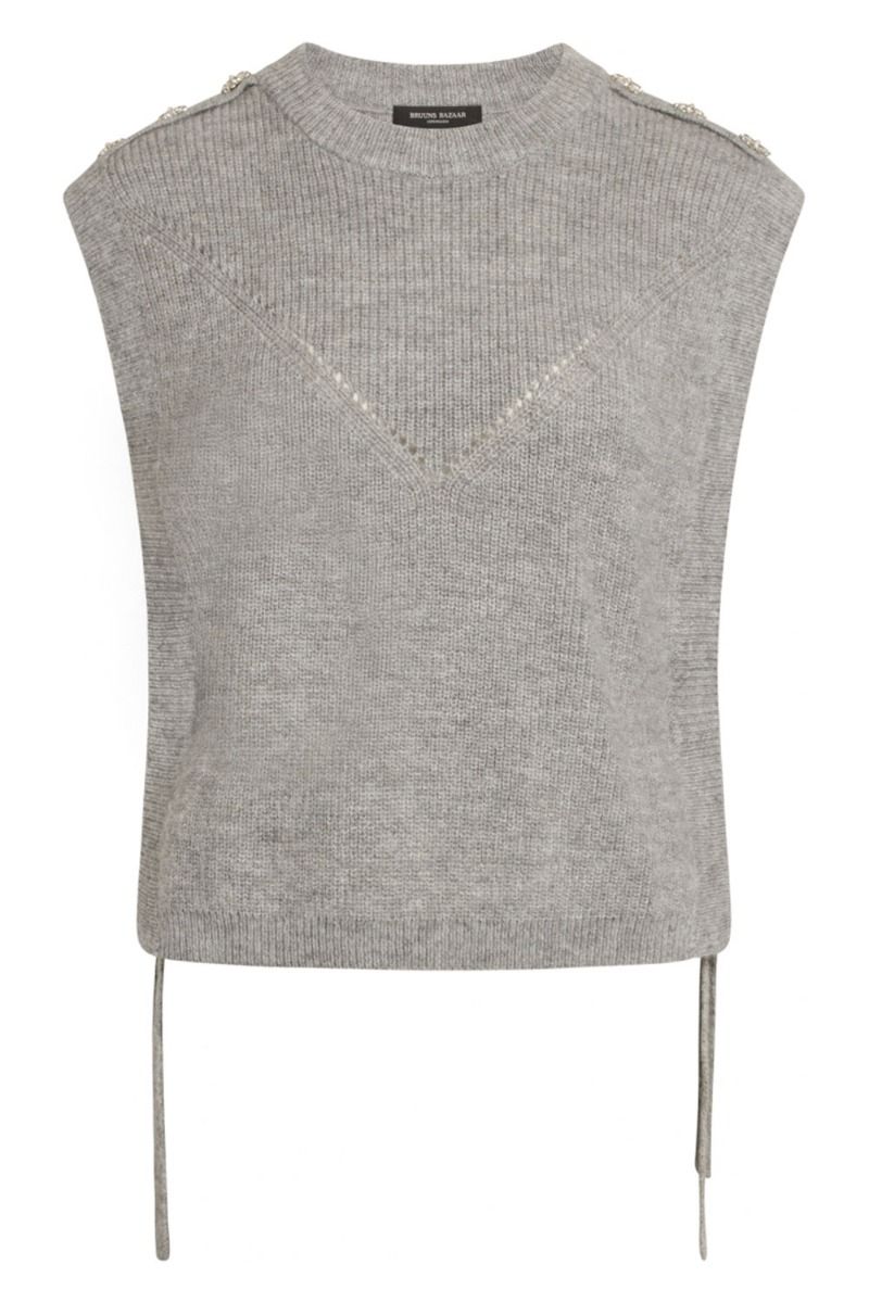 Bruuns Bazaar - Vest - Parisa Regiza Knit Vest - Light Grey Mel