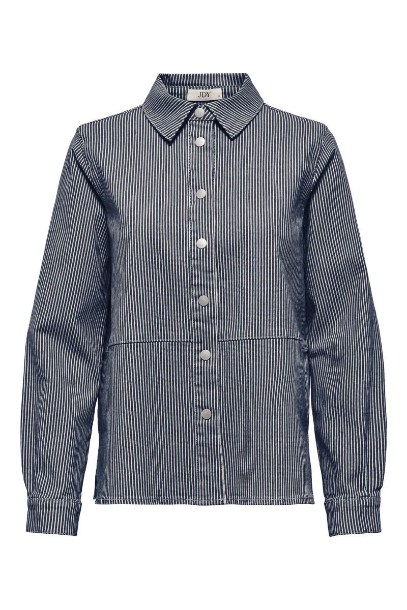 JDY - Skjorte - Jdynikita L/S Shacket - Black Iris - Cloud dancer 