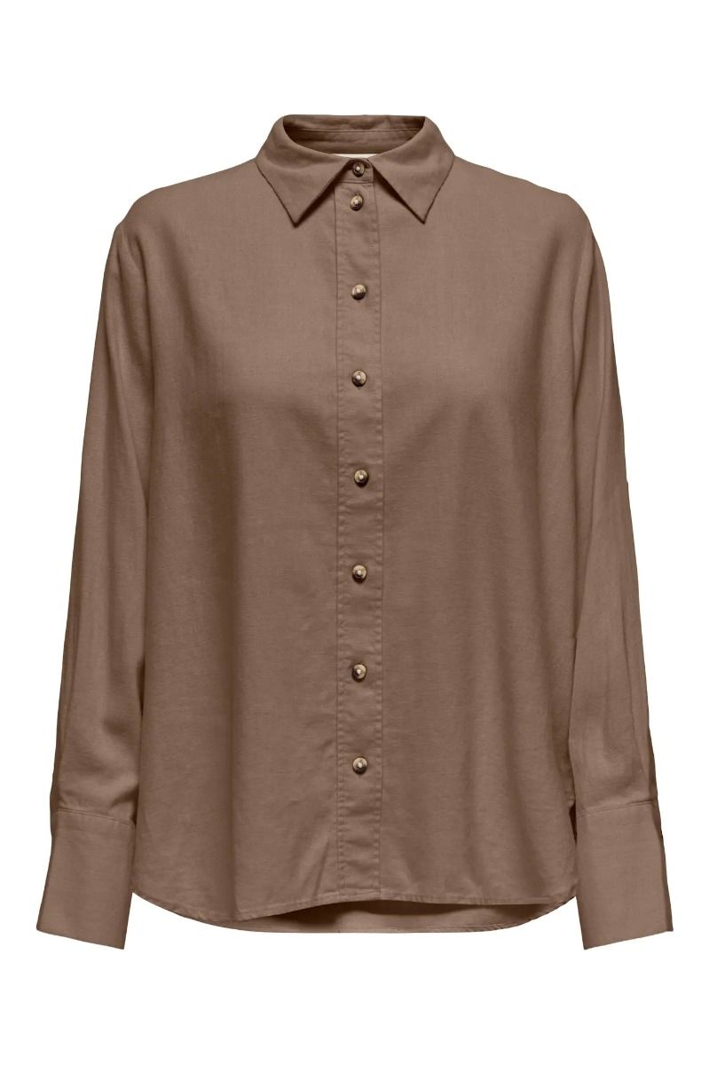 JDY - Skjorte - Say L/S Linen Loose Shirt - Caribou