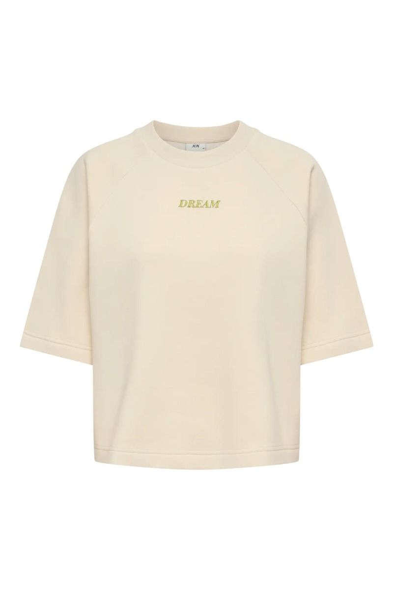 JDY - T-shirt - Olivia 2/4 EMB. Sweatshirt - Oatmeal/Fern Dream