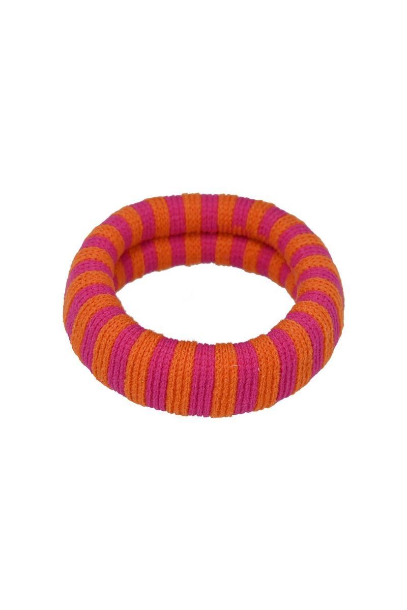 By Stær - Elastik - Ea Hårelastik - Stribet Pink/Orange 