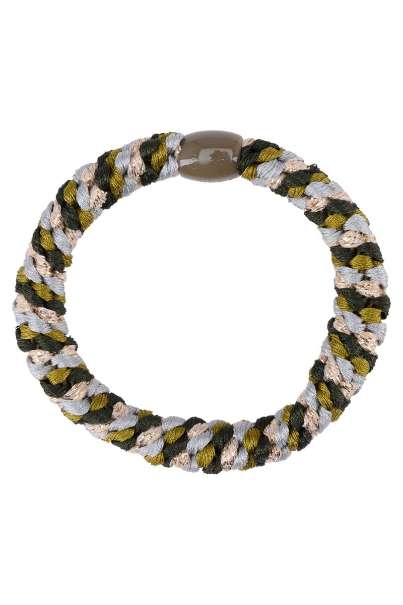 By Stær - Hårelastik - Braided Hairties - Glitter Grøn Mix