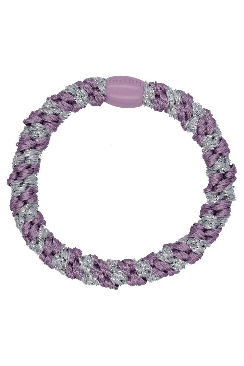By Stær - Hårelastik - Braided Hairties - Multi Purple/Silver/Glitter