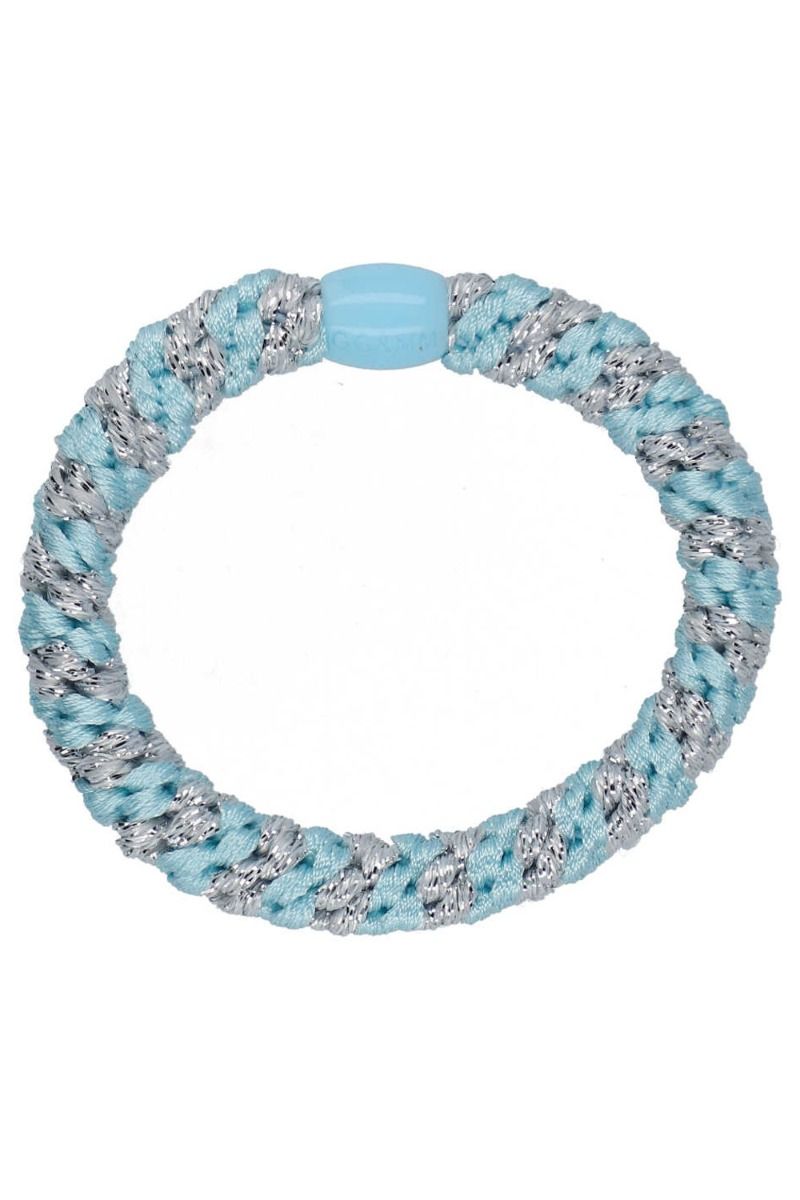 By Stær - Hårelastikker - Braided Hairties - Multi Baby Blue Silver