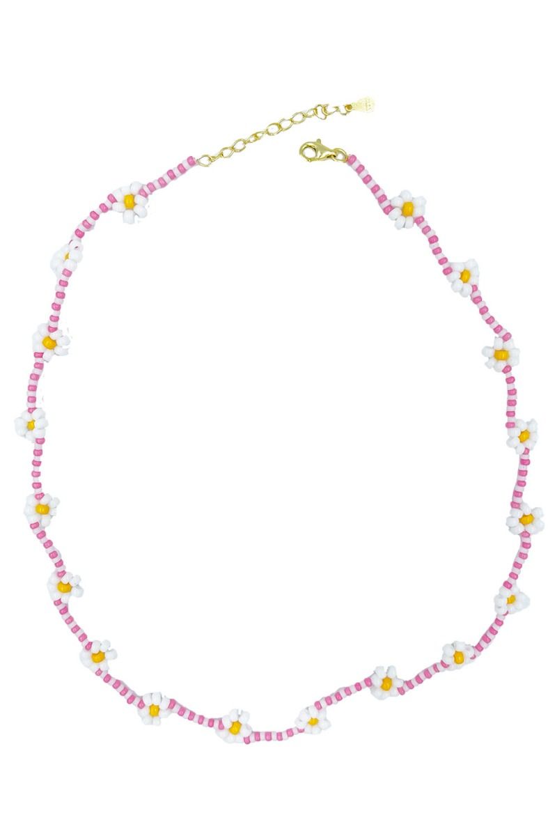By Stær - Halskæde - Halskæde m. små blomster - Rosa